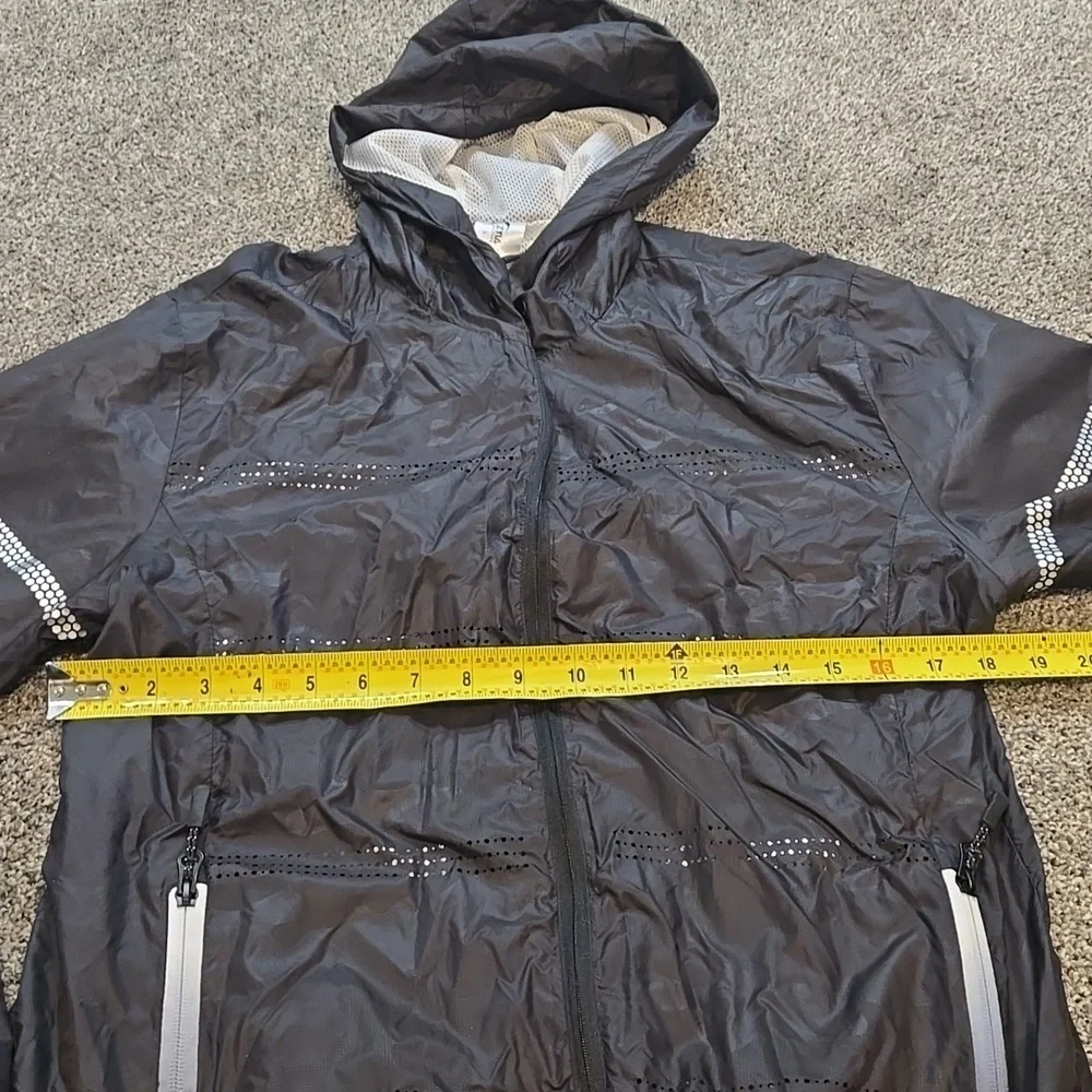 Zyia Activ Women Black Hooded Jacket Sporty Athletic Sz L Full Zip